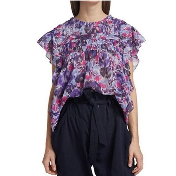 Isabel Marant Tops - NWT Isabel Marant etolie abstract flutter sleeve layona blouse XS